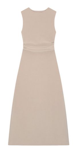 BIRROT BIRROT Lay2 Draped Midi Dress Neutral S