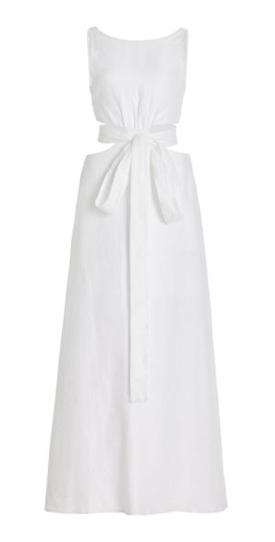 BONDI BORN BONDI BORN - Comino Cutout Organic Linen Maxi Dress - White - S - Moda Operandi