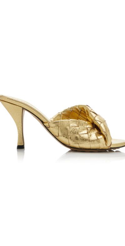 Bottega Veneta Bottega Veneta - Blink Intrecciato Leather Mules - Gold - IT 36