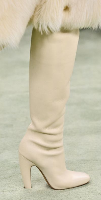 Bottega Veneta Bottega Veneta - Over-The-Knee Leather High Heel Boots - Ivory - IT 39 - Moda Operandi