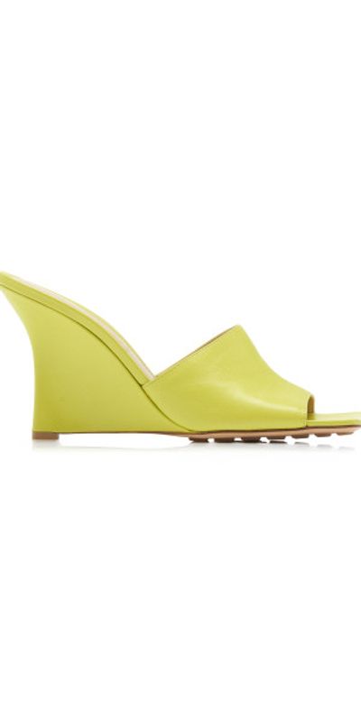 Bottega Veneta Bottega Veneta - Stretch Wedge Lounge Leather Mules - Lime Green - IT 35 - Moda Operandi