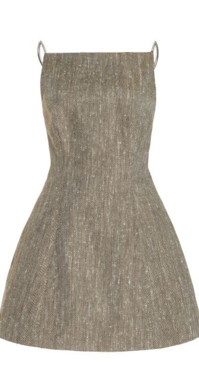 Brandon Maxwell The Lexi Linen-Silk Bubble Mini Dress Grey