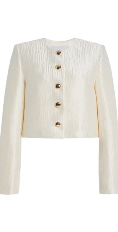 Brandon Maxwell Brandon Maxwell - The Ryder Pleated Sponge Silk Jacket - Off-White - US 6