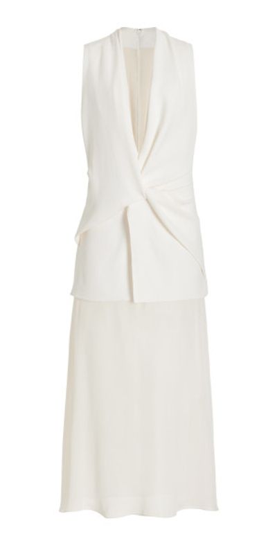 Brandon Maxwell - - The Sutton Silk Vest Midi Dress With Sheer Skirt -  White - US 10 - Only At Moda Operandi