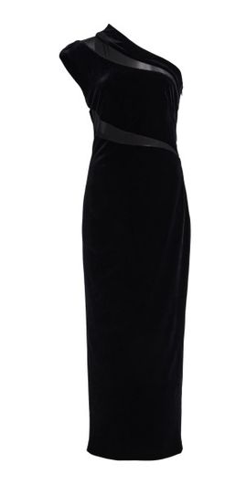 knee length dresses for ladies BLACK EMBROIDERED VELVET GOWN – Carla Zampatti main image 0