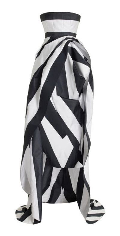 carolina herrera asymmetric layered dress Carolina Herrera - - Asymmetric Strapless Gown - Black/white - US 4