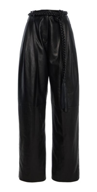 Carolina Herrera Carolina Herrera - Belted Leather Wide-Leg Pants - Black - US 20