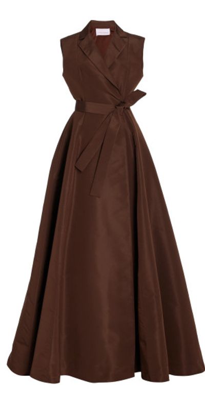 carolina herrera brown dress Poplin Midi Shirt Dress camel