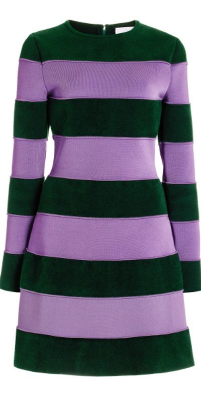 green emerald velvet dress Green/Cream Striped Dress XS/SM / Green main image 1
