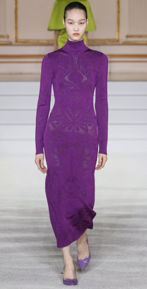 Carolina Herrera - - Turtleneck Midi Dress - Purple - XL - Moda