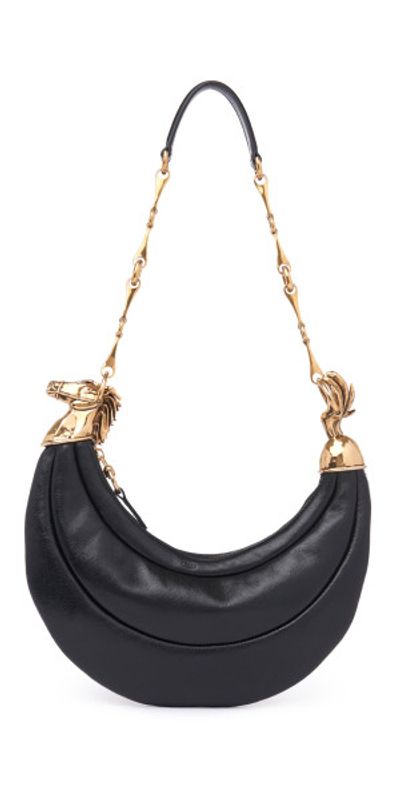 Chloé Horse Chain Leather Shoulder Bag Black OS Only At