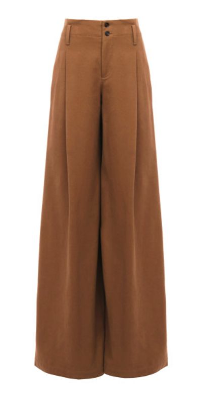 Chloé Chloé - Pleated Organic Cotton Canvas Wide-Leg Pants - Brown - FR 38