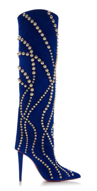Christian Louboutin Christian Louboutin - Astrilarge Botta 100mm Studded Suede Boots - Blue - IT 36 - Moda Operandi