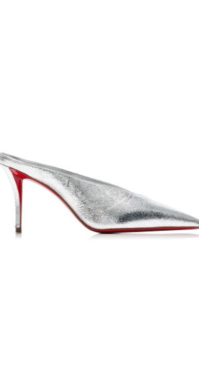 Christian Louboutin Christian Louboutin - Miss Z 80mm Metallic Leather Mules - Silver - IT 39