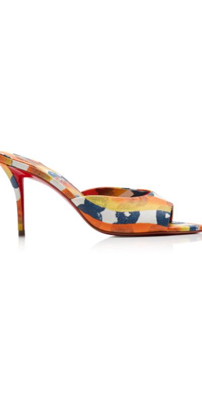 Christian Louboutin Christian Louboutin - Miss Z 80mm Printed Toile Mules - Multi - IT 39