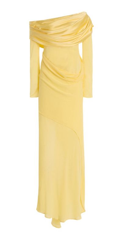 Christopher Esber Christopher Esber - Exclusive Draped Off-The-Shoulder Silk Maxi Dress - Yellow - AU 12
