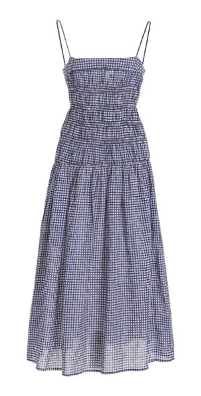Ciao Lucia - - Rossella Checked Cotton Midi Dress - Blue - L - Moda Operandi