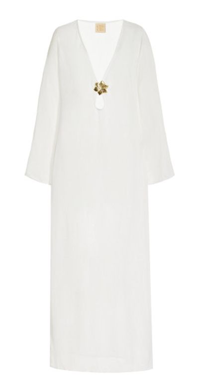 Cin Cin - - Hotline Brooch-Detailed Sheer Maxi Dress - Ivory - L - Moda  Operandi