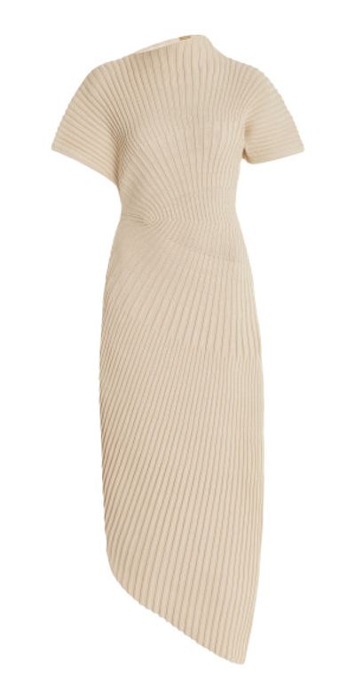 chrysta knit dress cult gaia - - Asymmetric Ribbed-Knit Cotton - Neutral Category_Men's/All Menswear
