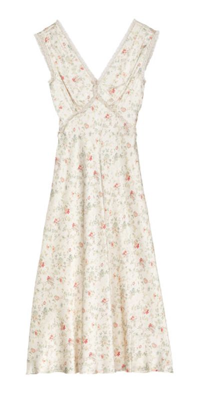 DEN - - Tahlia Lace-Trimmed Silk Midi Dress - Floral - XXS