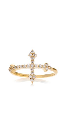 DRU. DRU. - Cross Your Fingers 14K Yellow Gold Diamond Ring - Gold - US 6 - Gifts For Her