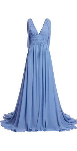 Elie Saab Elie Saab - Cape-Detailed Silk Georgette Gown - Blue - FR 34