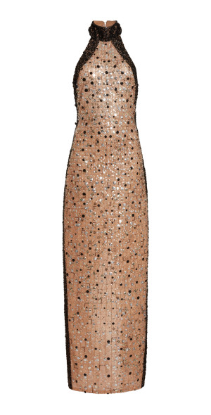 Elie Saab - - Sequin-Embellished Paneled Halter Maxi Dress