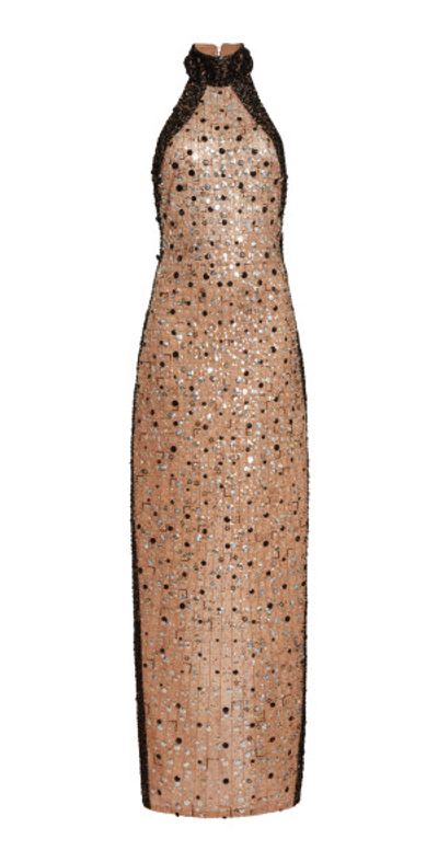 chinese dress ladies Gemini | Floral Sequin Hand-Embellished Strappy Maxi Dress