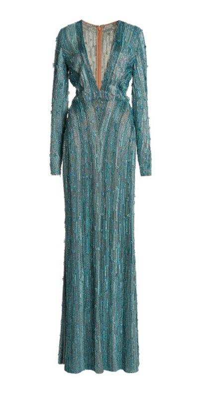 chinese dress ladies Elie Saab // Green One Sleeve Draped Maxi Dress – VSP Consignment