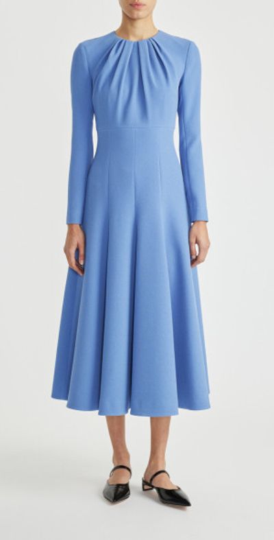 knee length dresses for ladies Elta Dress | Peony Wrap Front Long Sleeve Fit-and-Flare Dress