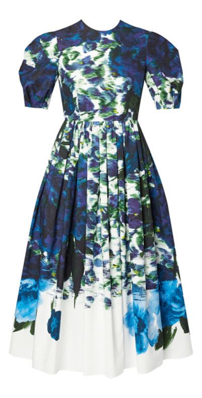 a line midi dress uk Floral midi dress with an A-line shape - Beige - Sz. 40-64