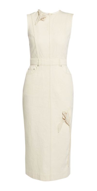 Erdem Erdem - Embroidered Fluted Cotton Midi Dress - Ivory - UK 8
