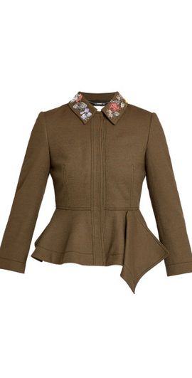 Erdem Erdem - Peplum Wool Jacket - Olive - UK 6