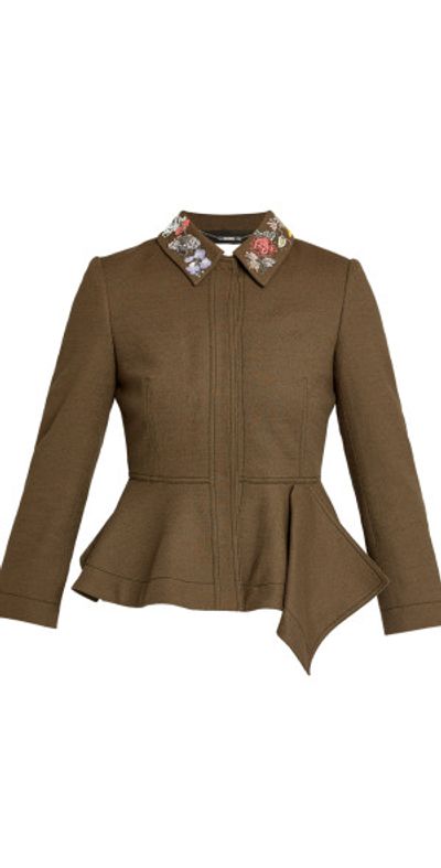 Erdem Erdem - Peplum Wool Jacket - Olive - UK 6