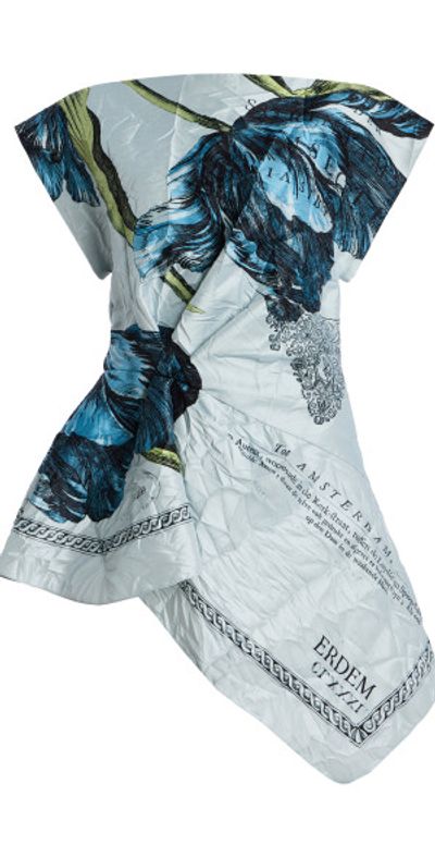 Erdem Erdem - Printed Asymmetric Top - Blue - UK 10