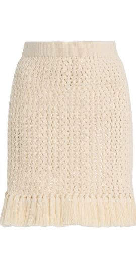 ESCVDO ESCVDO - Exclusive Espina Fringed Crocheted Cotton Mini Skirt - Ivory - L