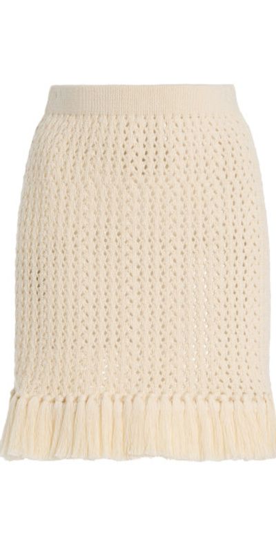 ESCVDO ESCVDO - Exclusive Espina Fringed Crocheted Cotton Mini Skirt - Ivory - L