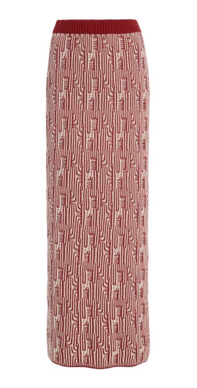 ESCVDO ESCVDO - Tayta Knit Cotton Maxi Skirt - Burgundy - XS