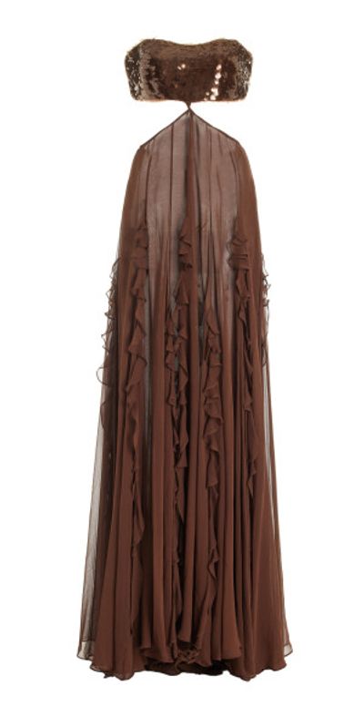 fitted lace wedding dress Timeless Romantic Chiffon Maxi Dress, Brown 3XL main image 0