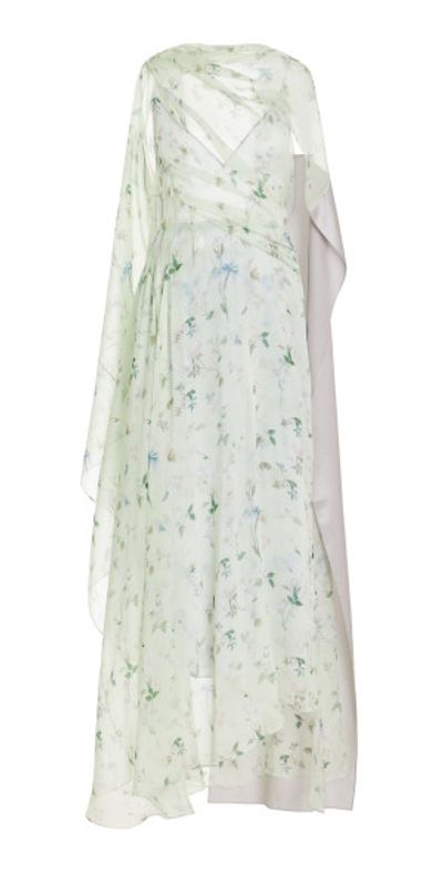 chinese dress ladies 1967 Givenchy Haute Couture Floral Sheer Silk Draped Caftan Maxi Dress main image 1