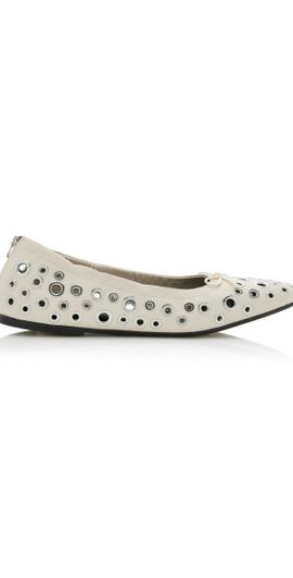 Golden Goose Golden Goose - Amy Eyelet-Embellished Leather Ballet Flats - Neutral - IT 37