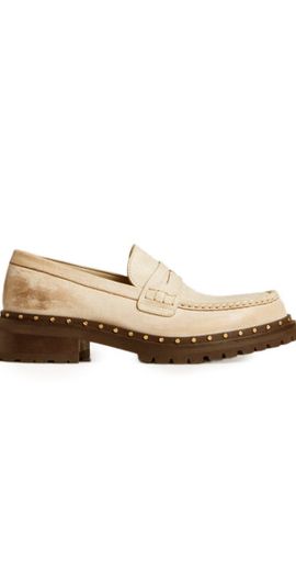 Golden Goose Golden Goose - Jerry Rock Studded Distressed Leather Loafers - Neutral - IT 35