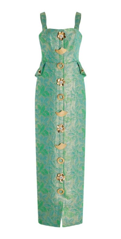 Harbison - - Quanta Buttn-Detailed Brocade Gown - Green - US 14 - Only At  Moda Operandi