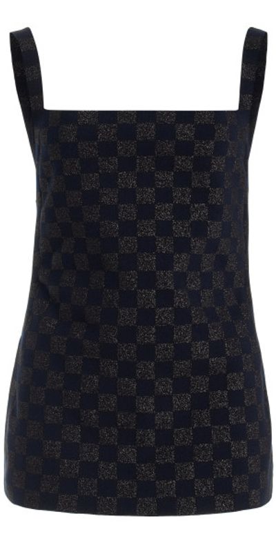 High Sport High Sport - Exclusive Asher Checked Cotton-Blend Knit Apron Top - Navy - M