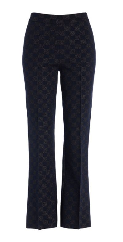 High Sport High Sport - Exclusive Kick Checked Stretch-Cotton Knit Cropped Flared Pants - Navy - M