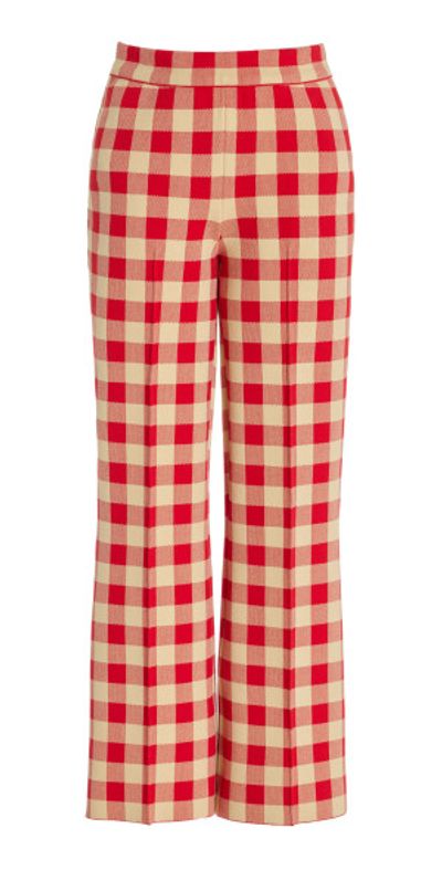 High Sport High Sport - Exclusive Kick Gingham Stretch-Cotton Knit Cropped Flared Pants - Red - M