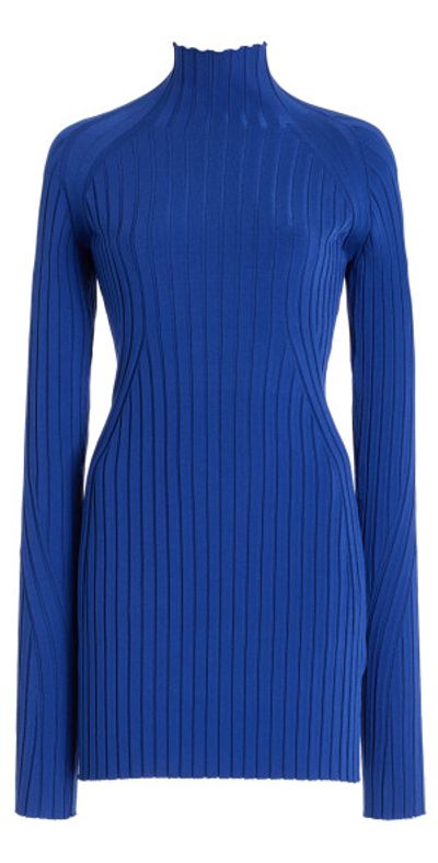 High Sport High Sport - Kat Ribbed-Knit Turtleneck Top - Blue - XS