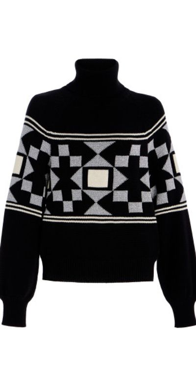 High Sport High Sport - Lara Fair Isle Cotton-Blend Turtleneck Sweater - Black - L