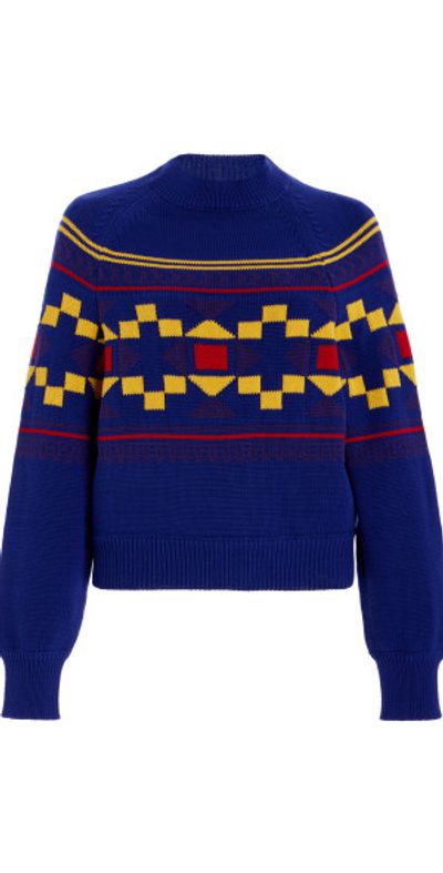 High Sport High Sport - Lara Fair Isle Knit Cotton Sweater - Navy - M