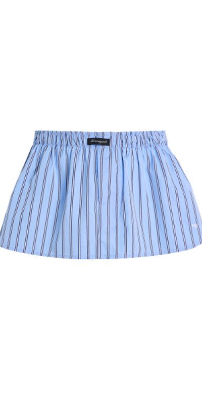 HOMMEGIRLS HOMMEGIRLS - Striped Cotton Mini Boxer Skirt - Blue - S